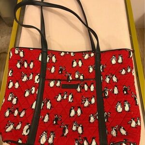 Red Penguin Print Vera Bradley Tote Bag